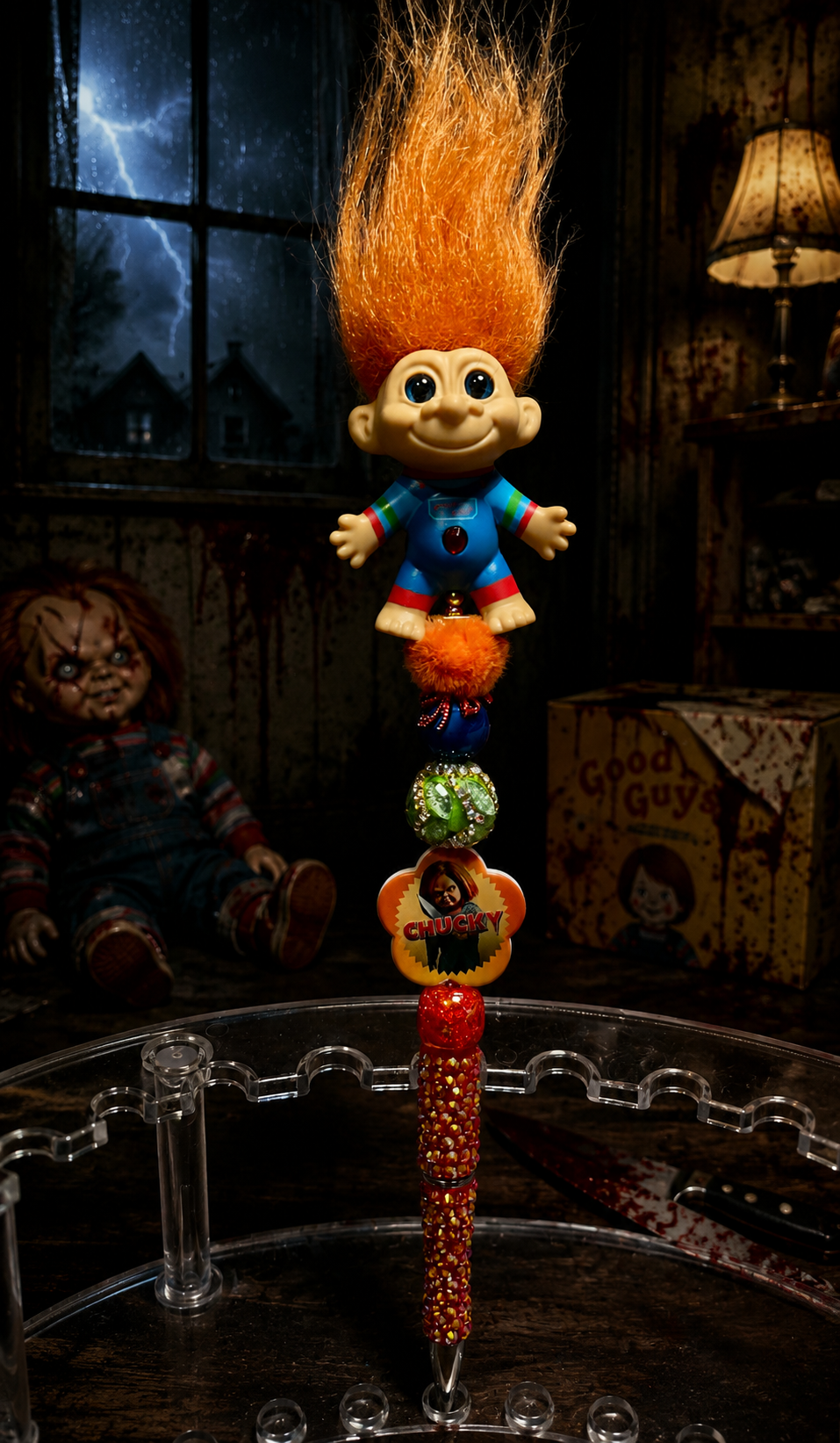 Chuck Halloween Troll Beaded Pen